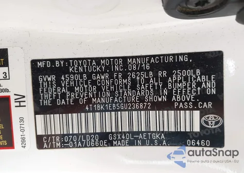 2016 Toyota Avalon Xle из США, поврежденный, VIN 4T1BK1EB5GU236872